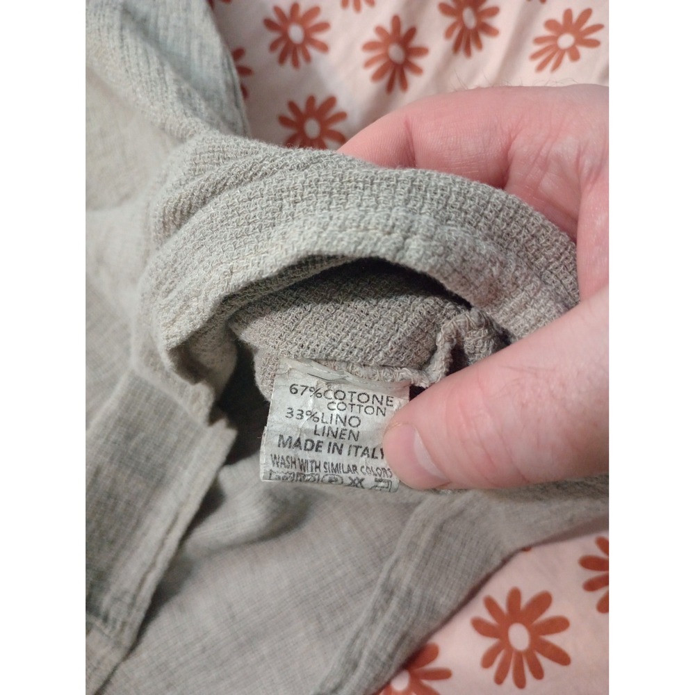 Tina Stephens Italy Cotton Linen Gauze Short Sleeve Button Up Top - Picture 4 of 4